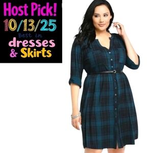  TORRID  Super soft mini Jersey plaid belted shirt dress Size 2X